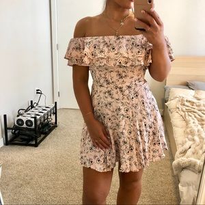 NWOT soft pink off the shoulder floral dress